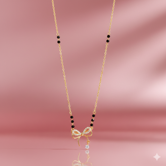 Bow Charm Gold plated Delicate Mangalsutra
