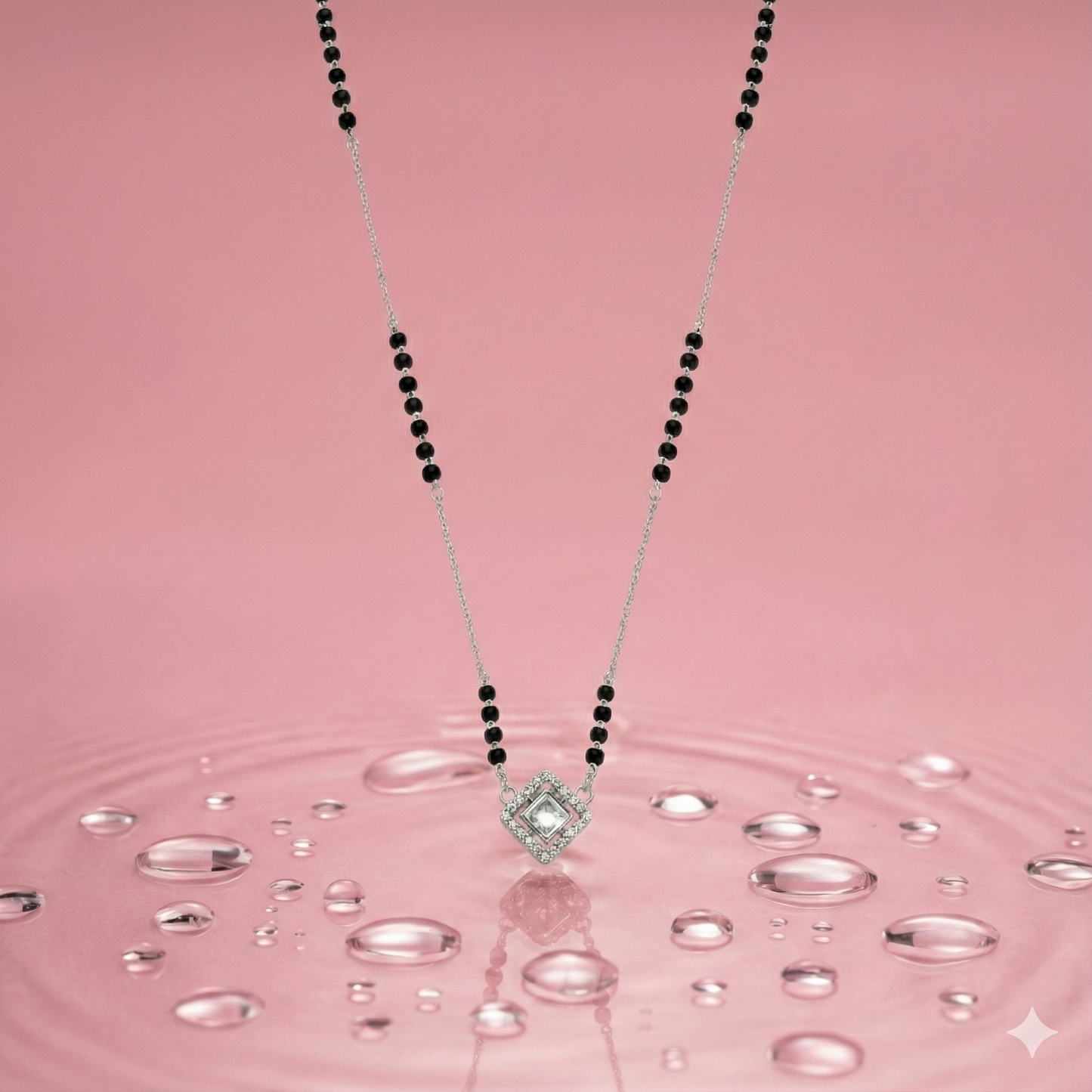 Precision Frame Silver Mangalsutra Pendant