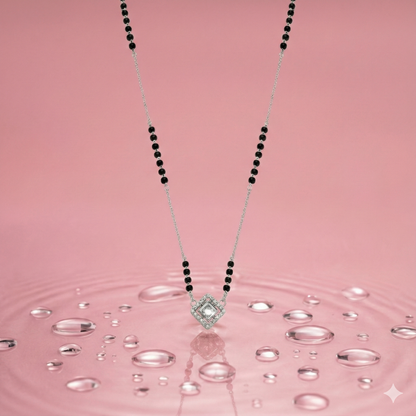 Precision Frame Silver Mangalsutra Pendant