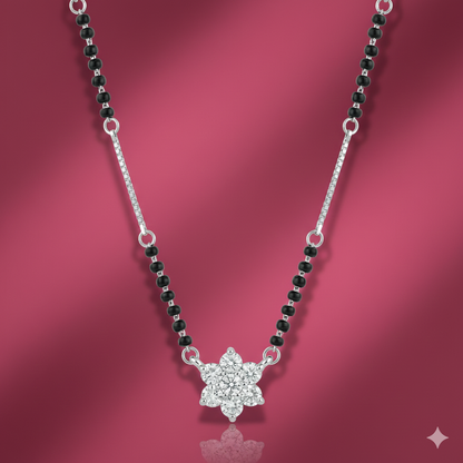 Tarika Stellar Bloom Silver Mangalsutra Pendant