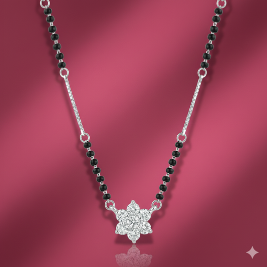 Tarika Stellar Bloom Silver Mangalsutra Pendant