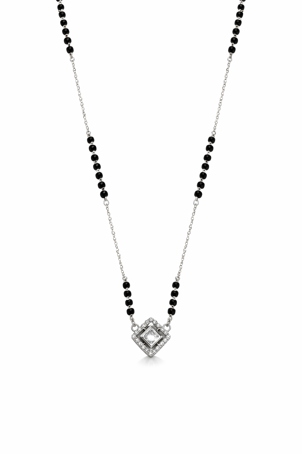Precision Frame Silver Mangalsutra Pendant