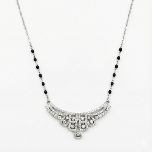 Radiant Cascade Silver Mangalsutra