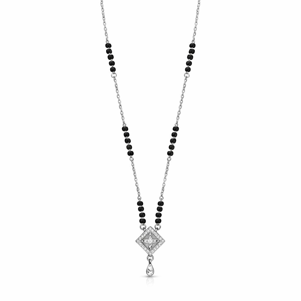 Geometric Drop Silver Mangalsutra