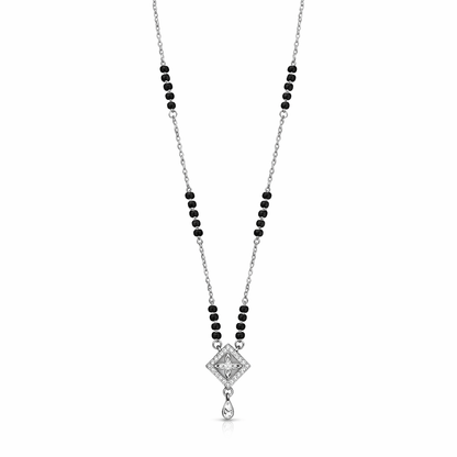 Geometric Drop Silver Mangalsutra
