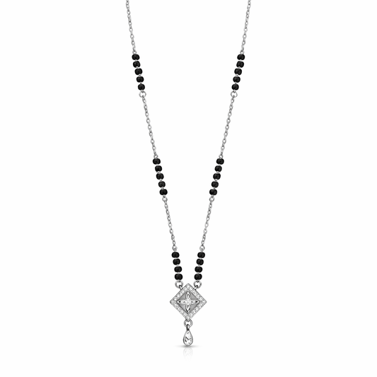 Geometric Drop Silver Mangalsutra