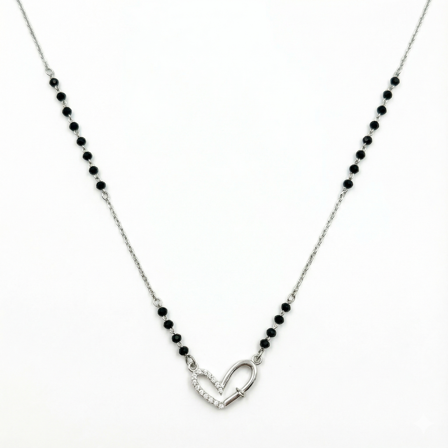 Open Heart Link Silver Mangalsutra