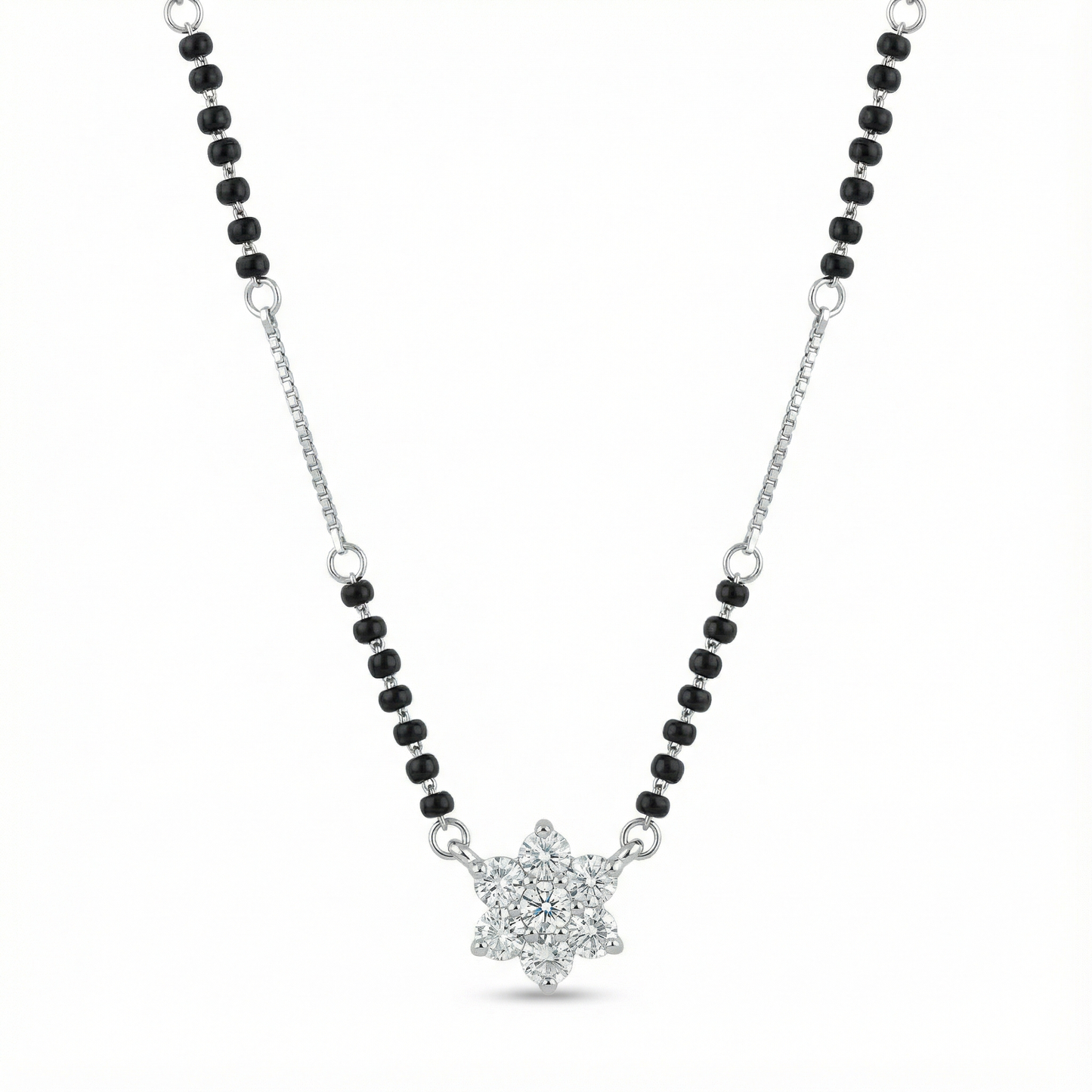 Tarika Stellar Bloom Silver Mangalsutra Pendant