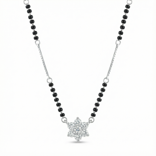 Tarika Stellar Bloom Silver Mangalsutra Pendant