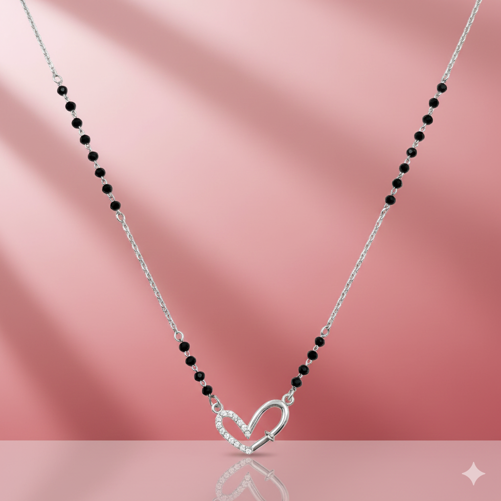 Open Heart Link Silver Mangalsutra