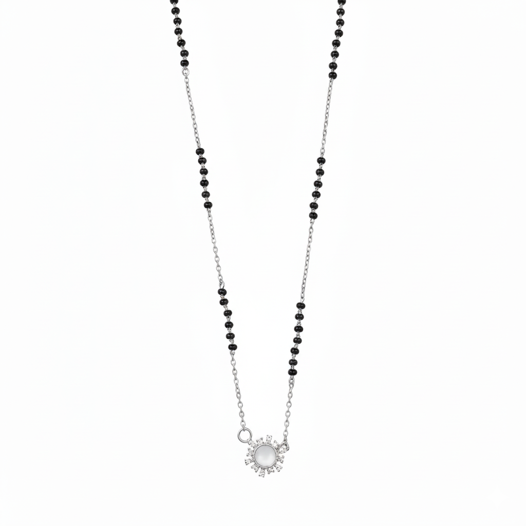 Luna Halo Silver Mangalsutra