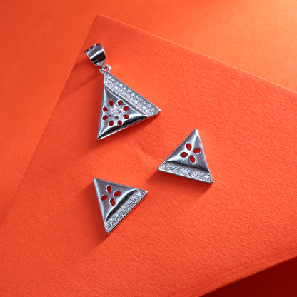 Radiant Triangle Charm Pendant Set