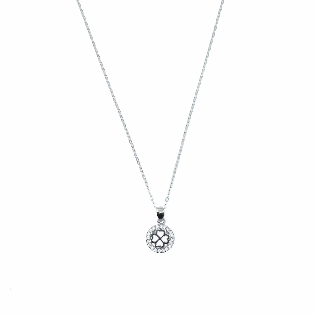 Four-Leaf Clover Silver Chain Pendant