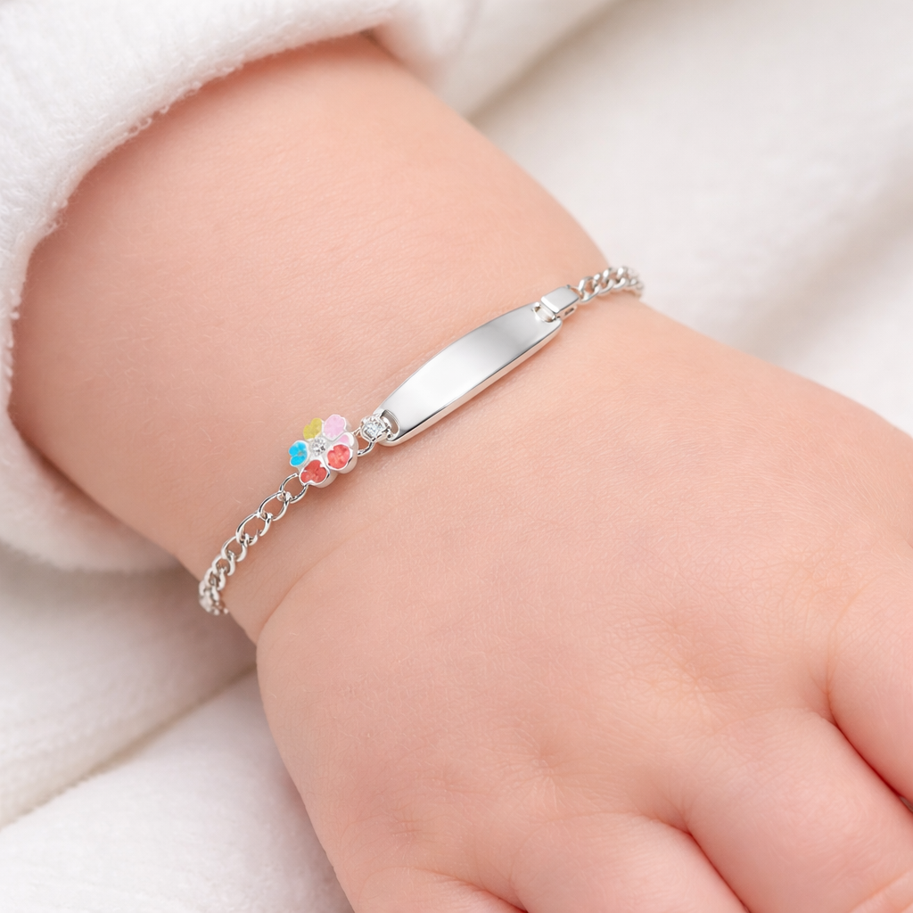 Sterling Silver Kids Floral Bracelet