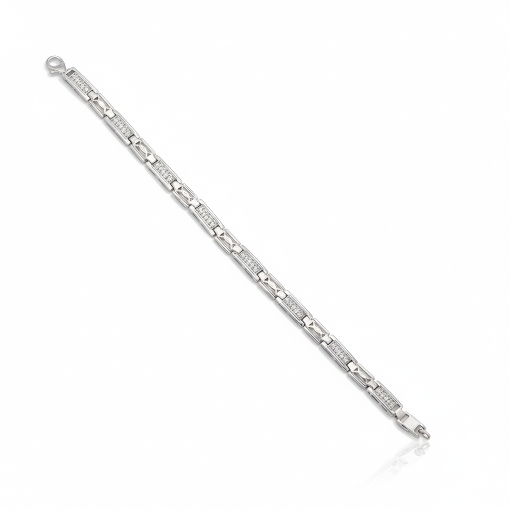 Sterling Silver Men's Rectangular Link Bracelet