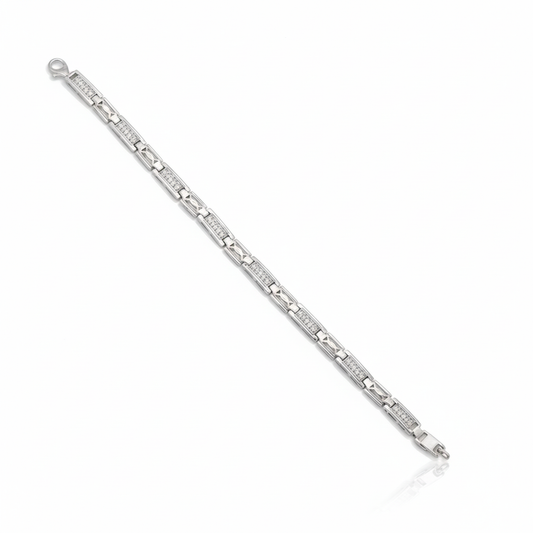 Sterling Silver Men's Rectangular Link Bracelet