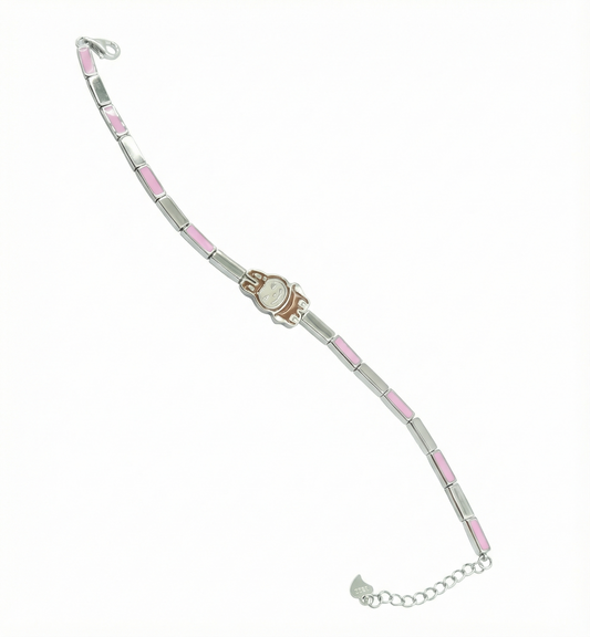 Sterling Silver Pink Bunny Kids Bracelet