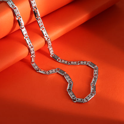 Men’s Sterling Silver Geometric Link Chain