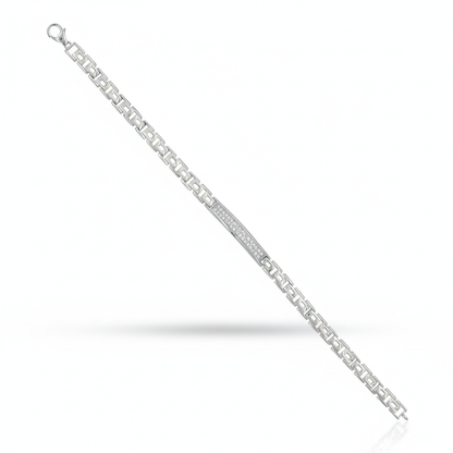 Sterling Silver Men's Cuban Link ID Bracelet