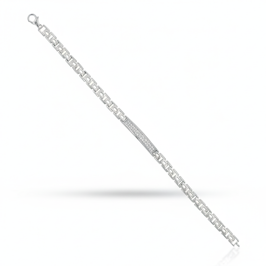 Sterling Silver Men's Cuban Link ID Bracelet