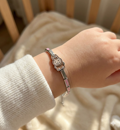 Sterling Silver Pink Bunny Kids Bracelet
