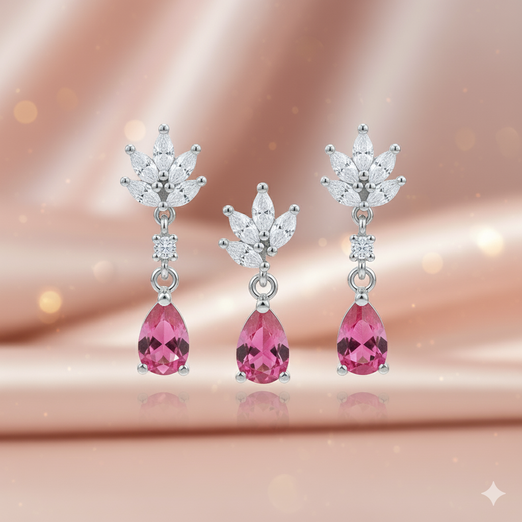 Ruby Drop Earring Set