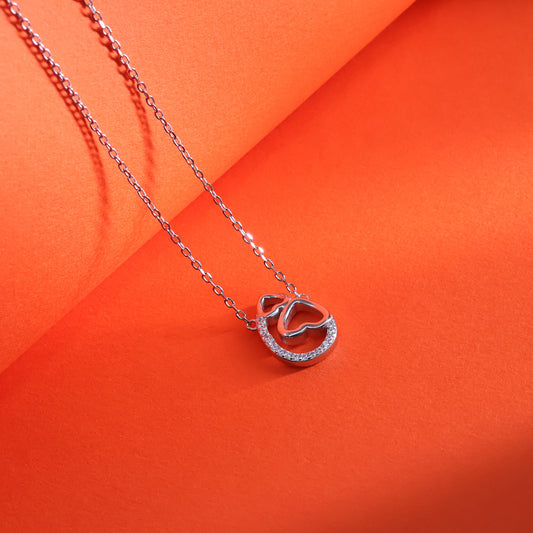 Twin Hearts Embrace Chain Pendant