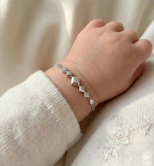 Silver Zigzag Charm Baby Bracelet
