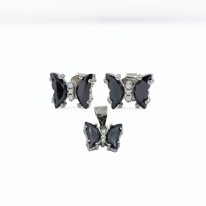 Midnight Butterfly Charm Pendant Set