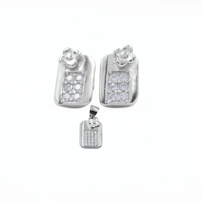 Sterling Silver Floral Charm Pendant Set