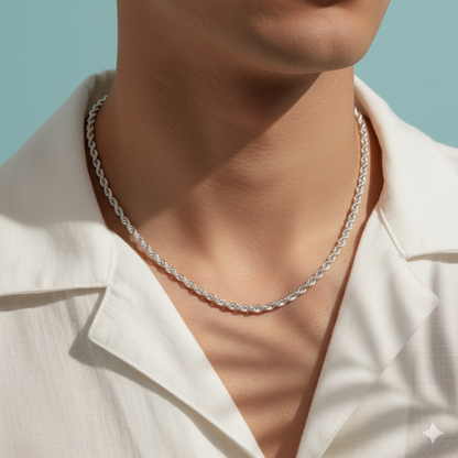 Sterling Silver Rope Chain for Men