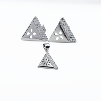 Radiant Triangle Charm Pendant Set