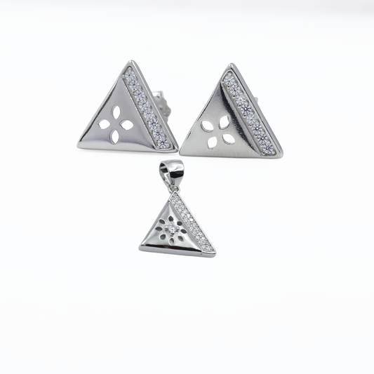 Radiant Triangle Charm Pendant Set