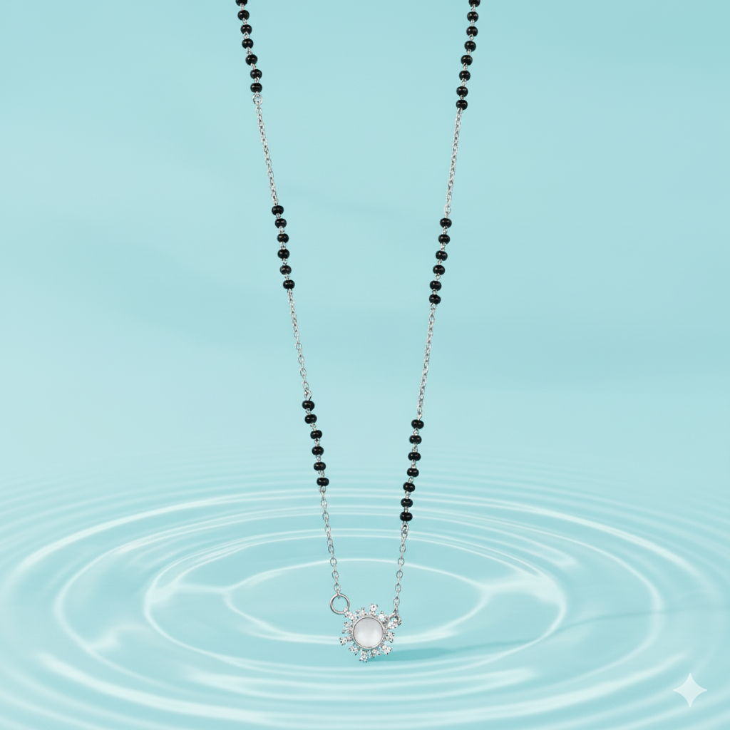 Luna Halo Silver Mangalsutra