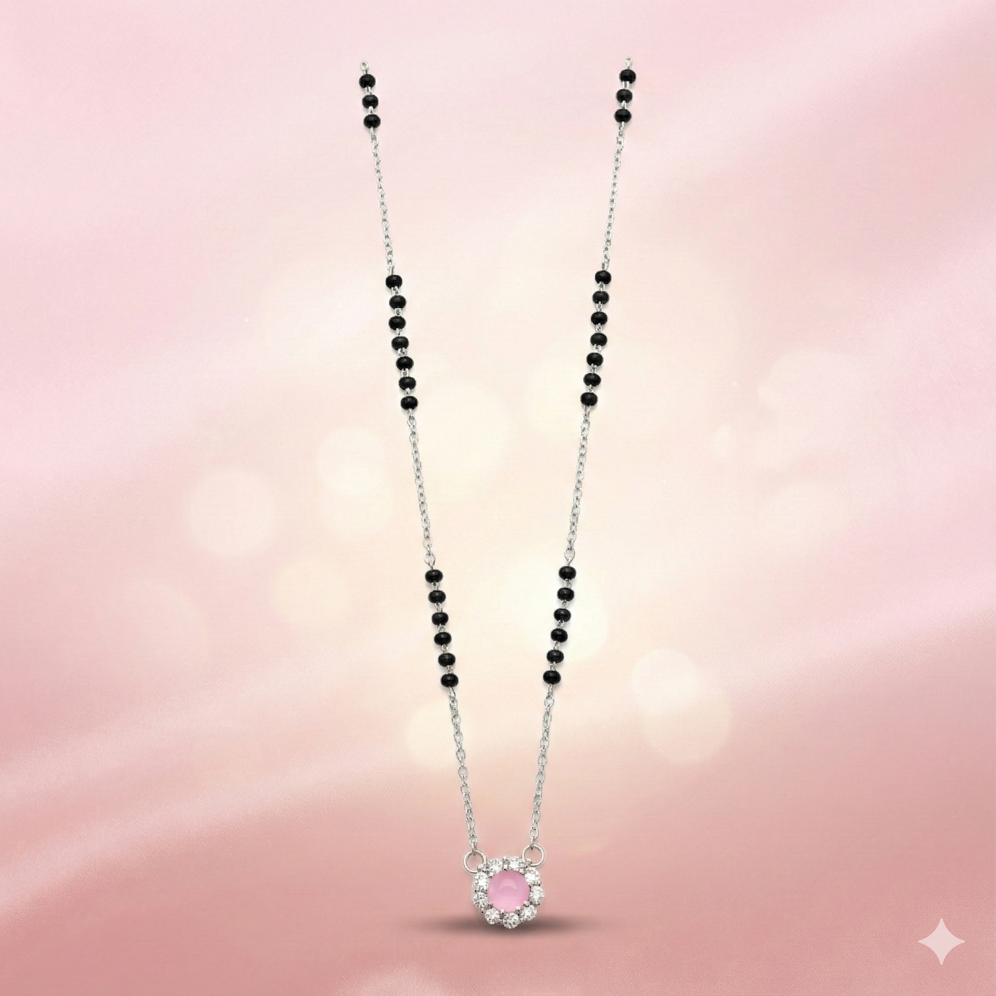 Pink Stone Mangalsutra Pendant Necklace