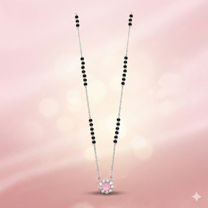 Pink Stone Mangalsutra Pendant Necklace