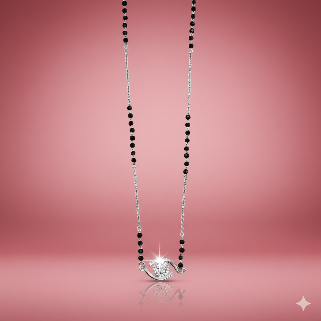Fluid Orbit Silver Mangalsutra Pendant