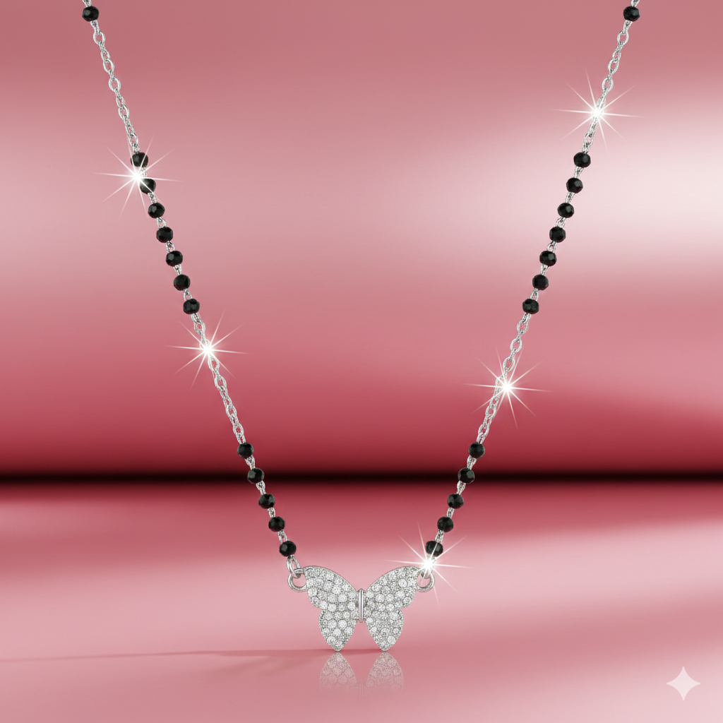 Butterfly Spark Silver Mangalsutra