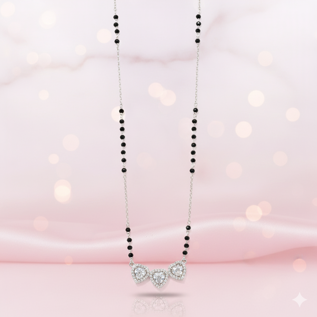 Trilight Hearts Sterling Silver Mangalsutra