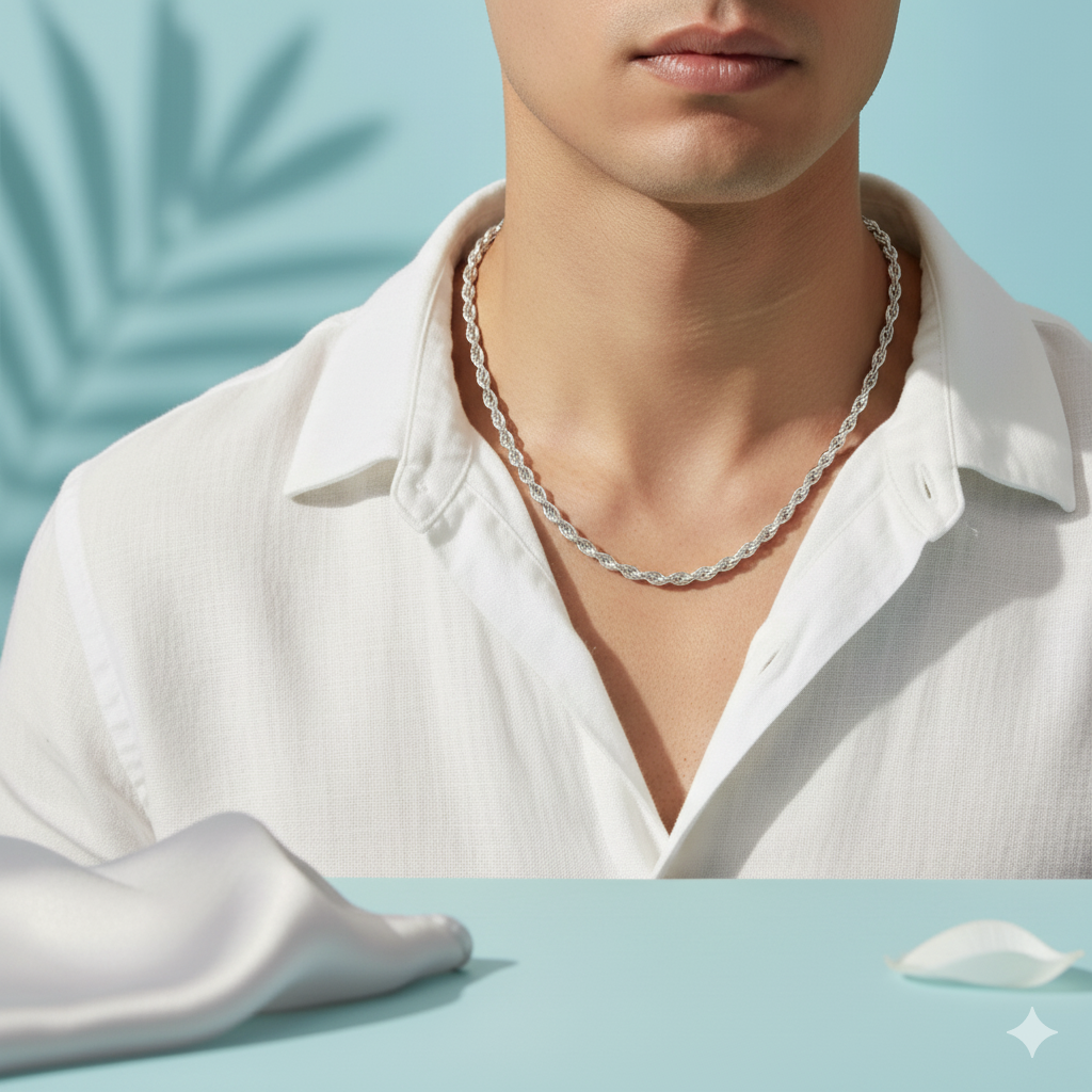 Heavy Rope Sterling Silver Chain for Men