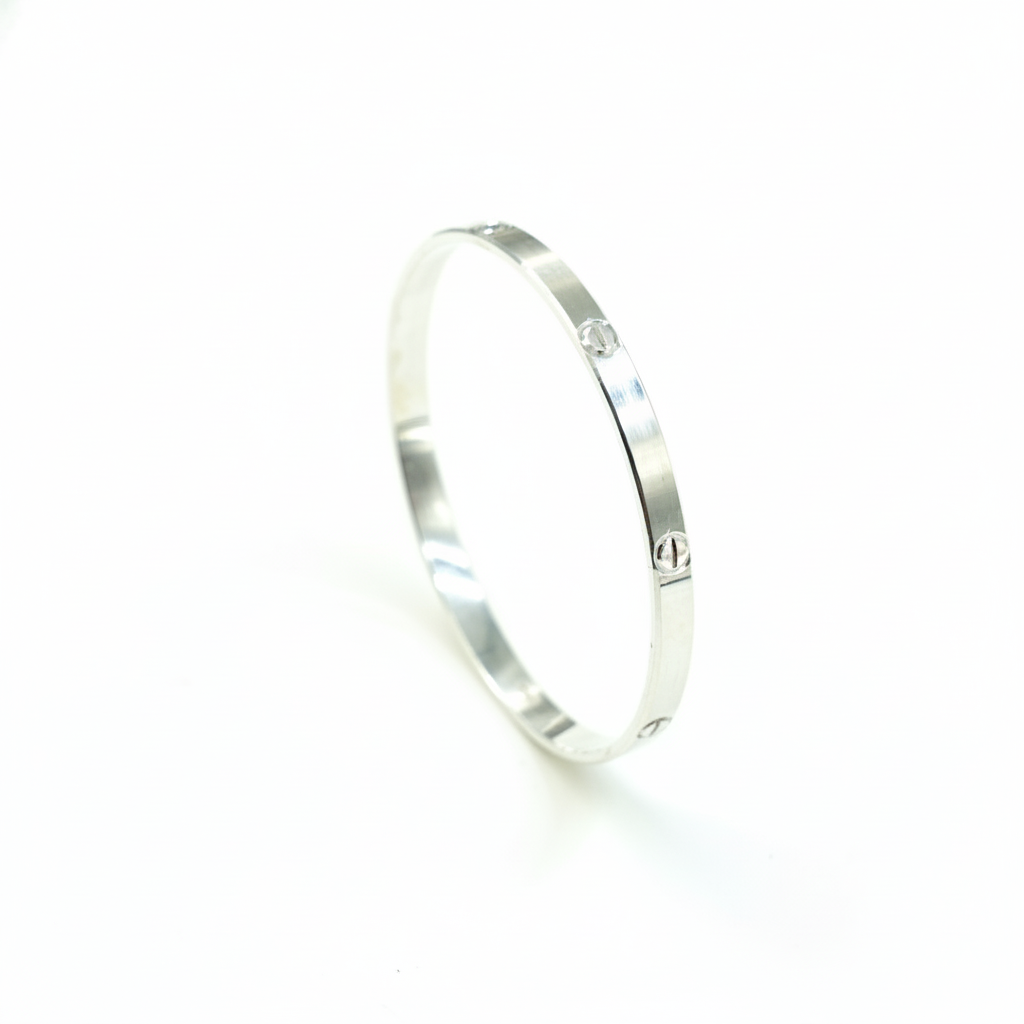 Classic Screw Design Sterling Silver Kada for Men