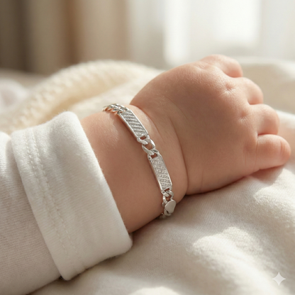 Silver Textured Bar Chain Bracelet