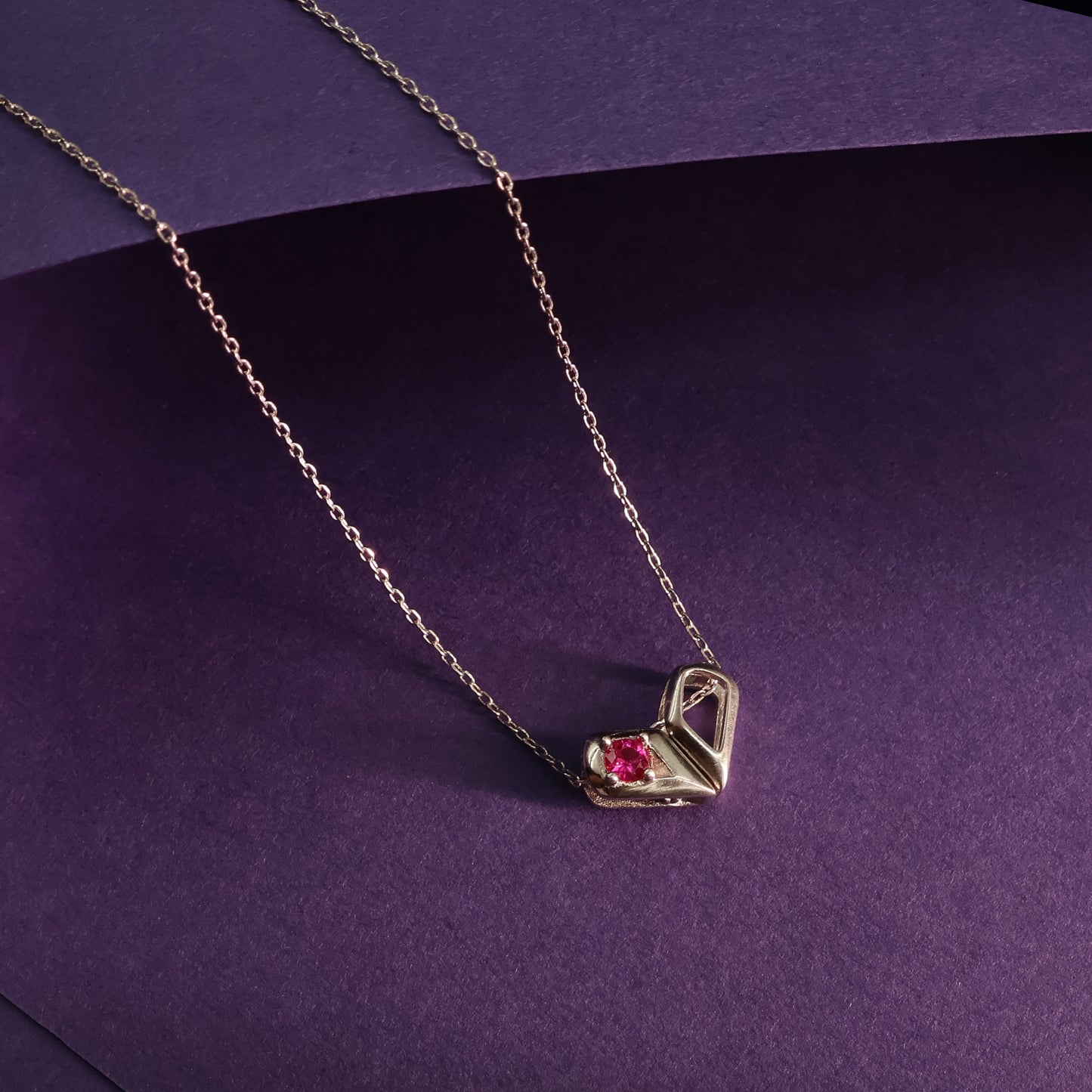 Ruby Heart Geometry Pendant