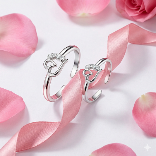 Eternal Heart Silver Toe Rings