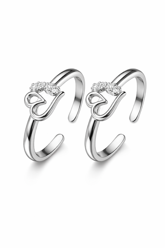 Eternal Heart Silver Toe Rings