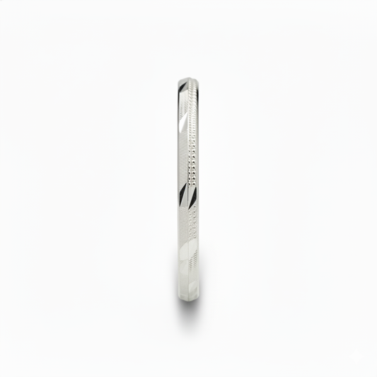 Sterling Silver Vertex Cut Men's Kada