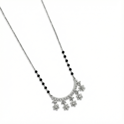 Crescent Bloom Silver Mangalsutra Pendant