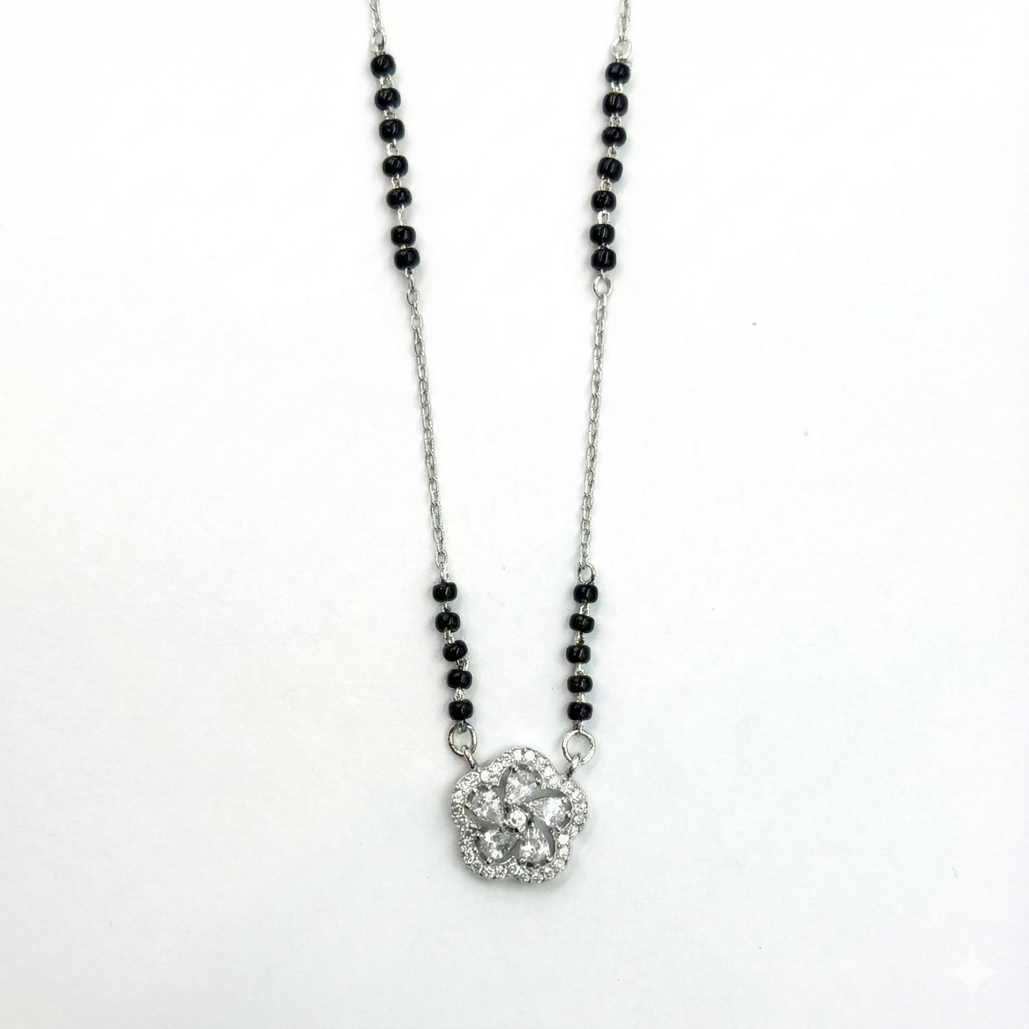 Gathika Floral Knot Silver Mangalsutra Pendant