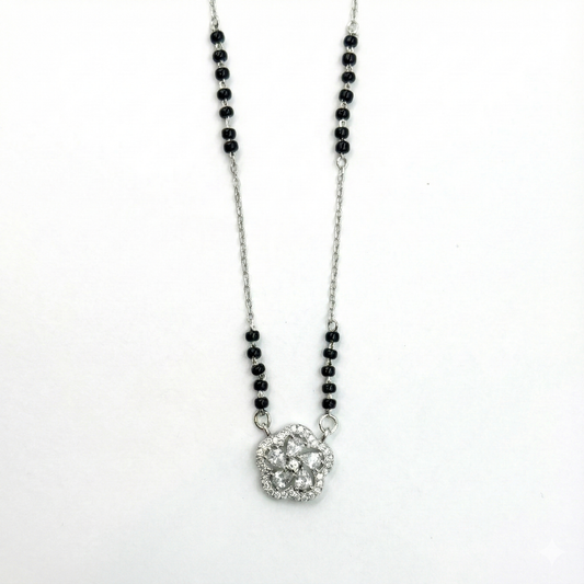 Gathika Floral Knot Silver Mangalsutra Pendant