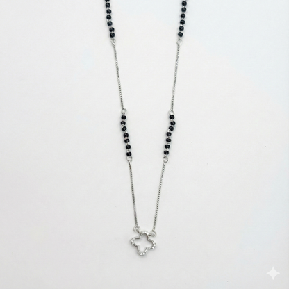 Clover Outline Silver Mangalsutra Pendant